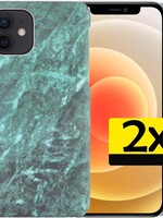 LUQ LUQ - 2x - iPhone 12 Mini hoesje marmer - Groen