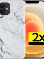 LUQ LUQ - 2x - iPhone 12 hoesje marmer - Wit