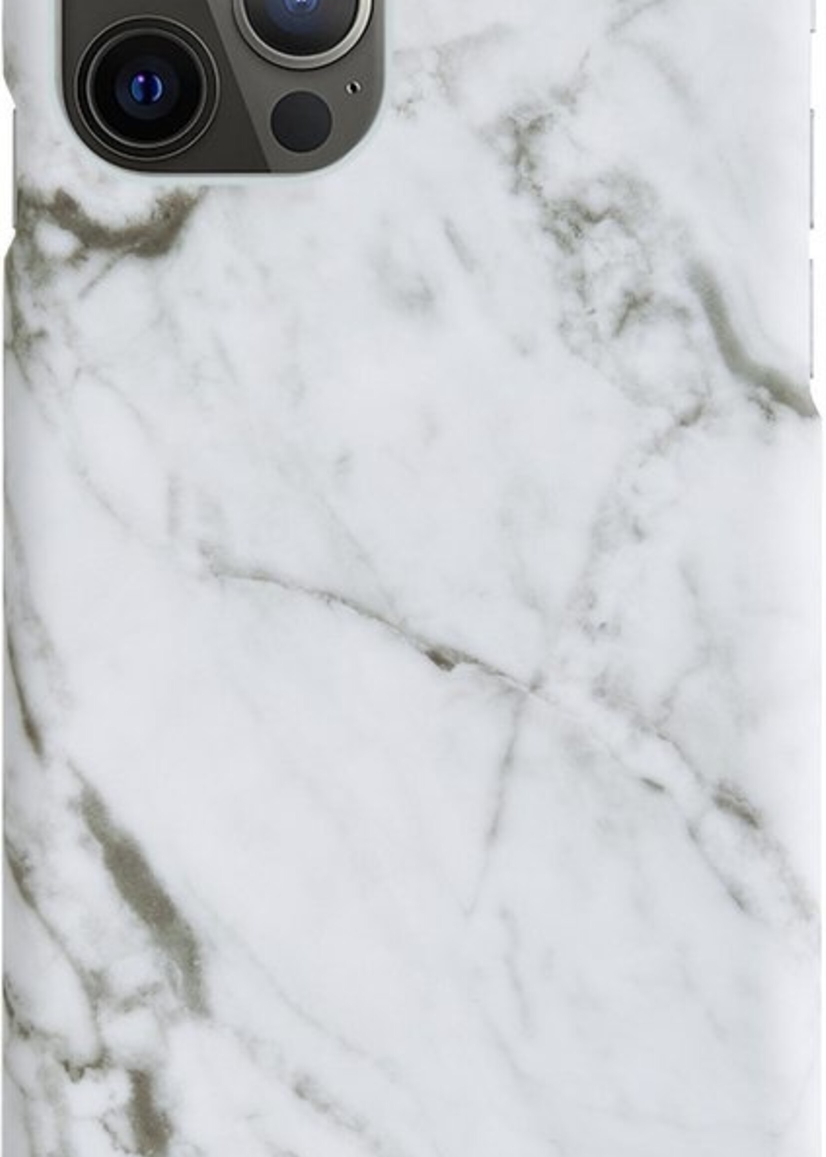 LUQ Hoesje Geschikt voor iPhone 12 Pro Hoesje Marmer Case Hard Cover - Hoes Geschikt voor iPhone 12 Pro Case Marmer Hoesje Backcover - Wit - 2 Stuks