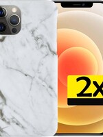 LUQ LUQ - 2x - iPhone 12 Pro Max hoesje marmer - Wit