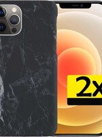 LUQ LUQ - 2x - iPhone 12 Pro Max hoesje marmer - Zwart