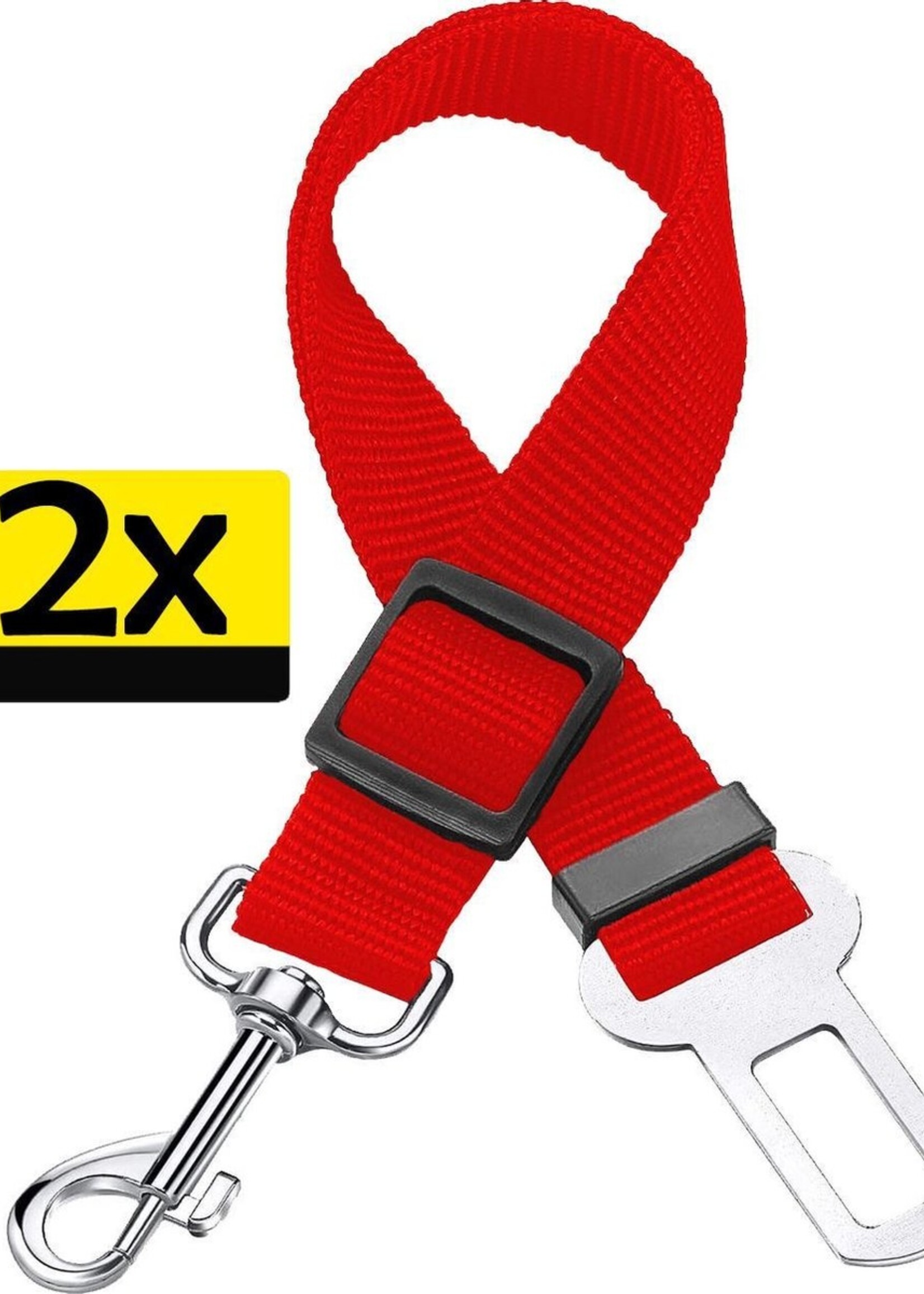 LUQ Honden Autogordel Verstelbaar Hondenriem Autogordel Universele Hondengordel Rood - 2 Stuks