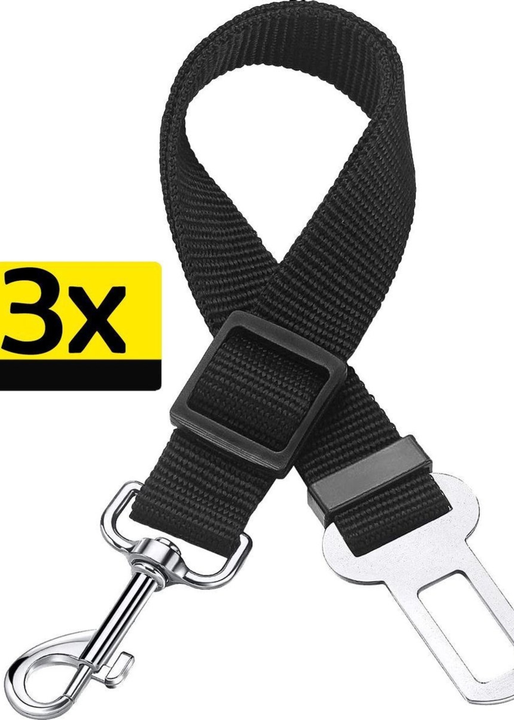 LUQ Honden Autogordel Verstelbaar Hondenriem Autogordel Universele Hondengordel Zwart - 3 Stuks