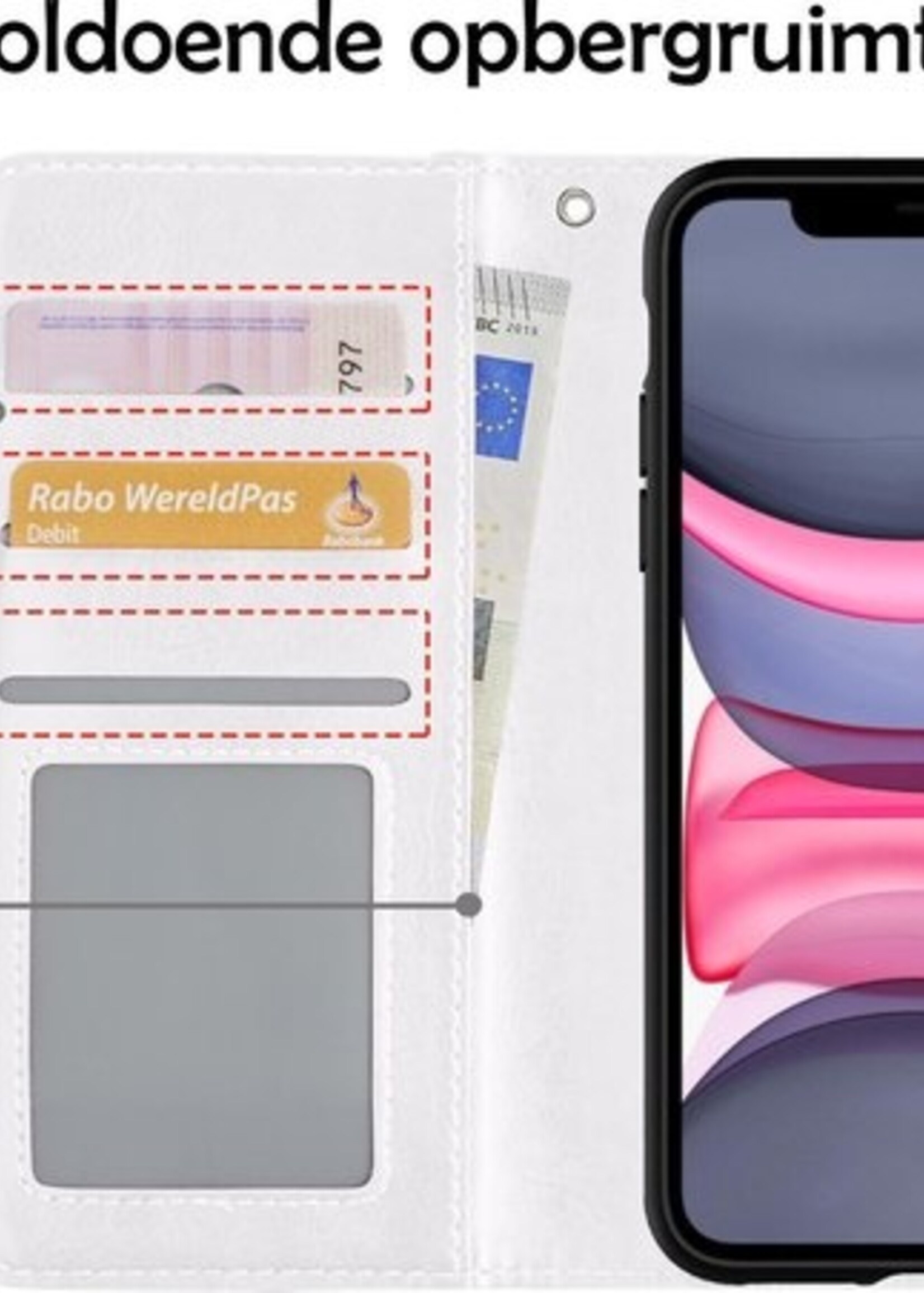 LUQ Hoesje Geschikt voor iPhone 11 Hoesje Case Uitneembare Bookcase 2-in-1 Hoes - Hoes Geschikt voor iPhone 11 Hoes Wallet Case Met Pasjeshouder Hoesje - Wit