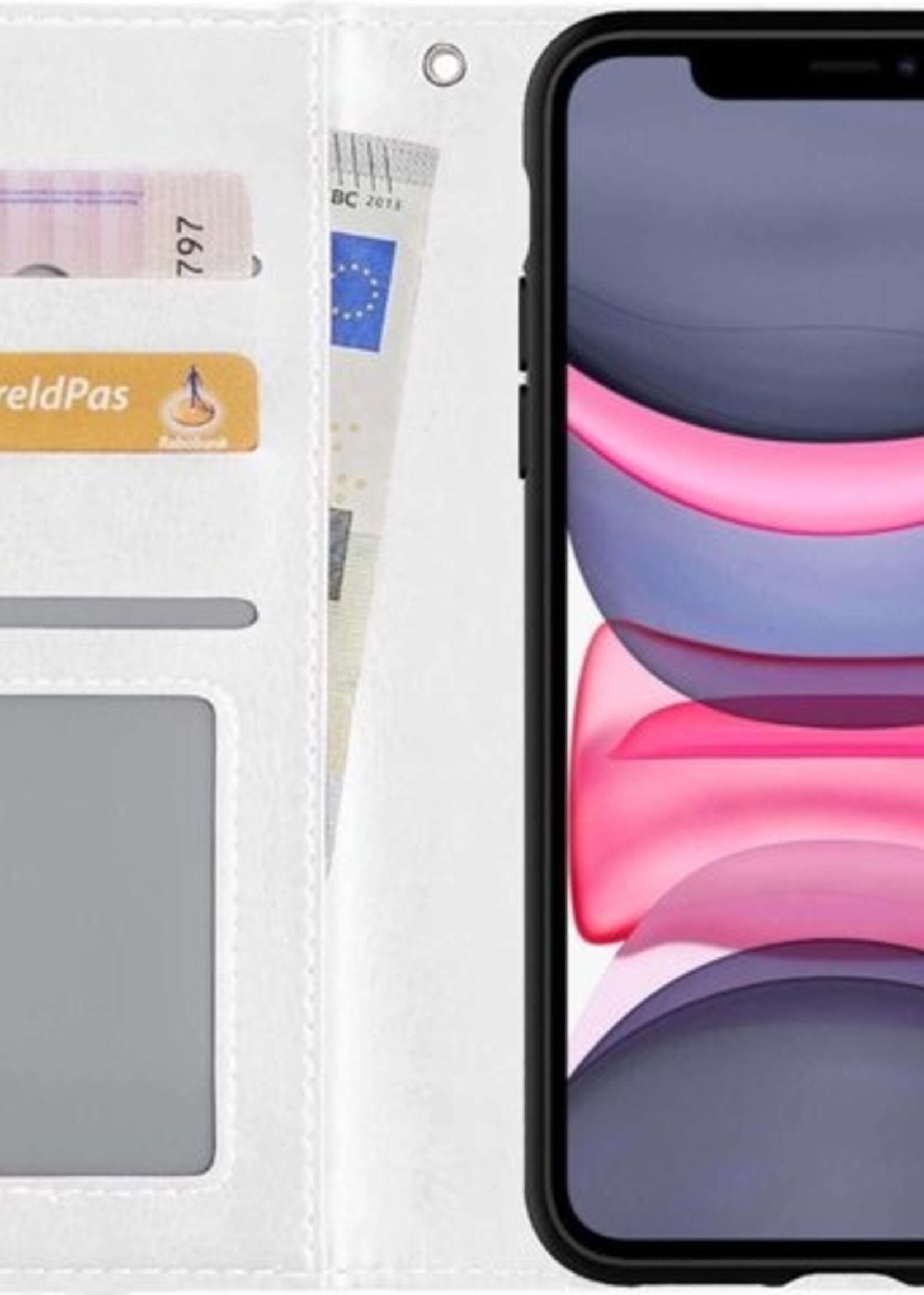 LUQ Hoesje Geschikt voor iPhone 11 Hoesje Case Uitneembare Bookcase 2-in-1 Hoes - Hoes Geschikt voor iPhone 11 Hoes Wallet Case Met Pasjeshouder Hoesje - Wit