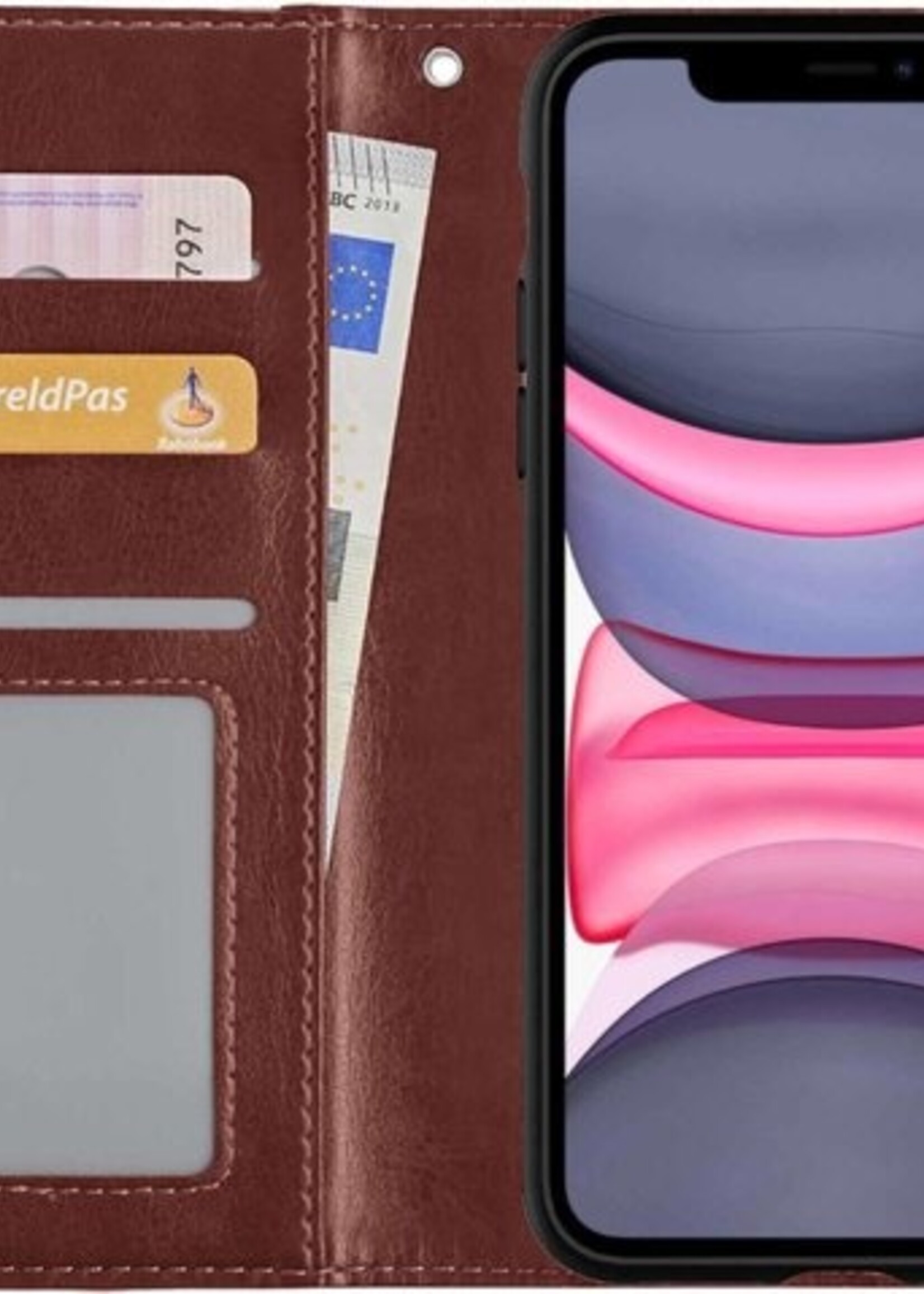 LUQ Hoesje Geschikt voor iPhone 11 Hoesje Case Uitneembare Bookcase 2-in-1 Hoes - Hoes Geschikt voor iPhone 11 Hoes Wallet Case Met Pasjeshouder Hoesje - Bruin