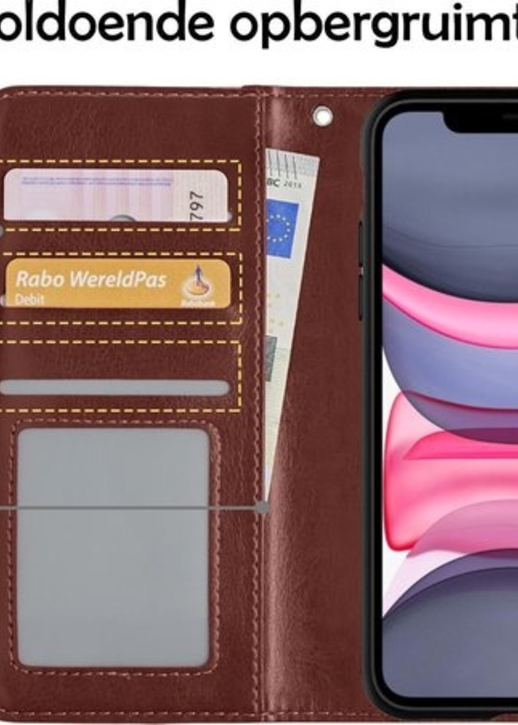 LUQ Hoesje Geschikt voor iPhone 11 Hoesje Case Uitneembare Bookcase 2-in-1 Hoes - Hoes Geschikt voor iPhone 11 Hoes Wallet Case Met Pasjeshouder Hoesje - Bruin