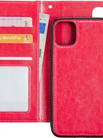 LUQ LUQ® iPhone 11 2-in-1 hoesje bookcase afneembaar - Donkerroze