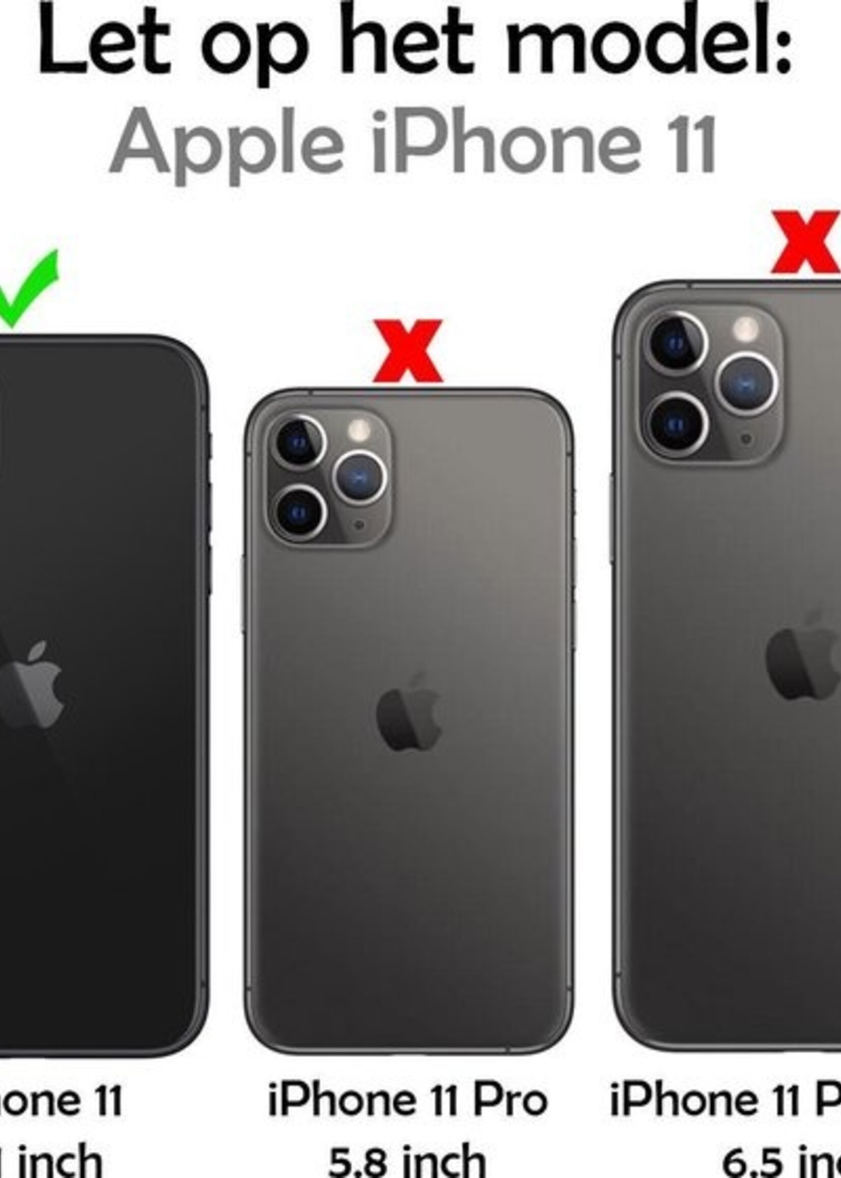 LUQ Hoesje Geschikt voor iPhone 11 Hoesje Case Uitneembare Bookcase 2-in-1 Hoes - Hoes Geschikt voor iPhone 11 Hoes Wallet Case Met Pasjeshouder Hoesje - Donkerroze