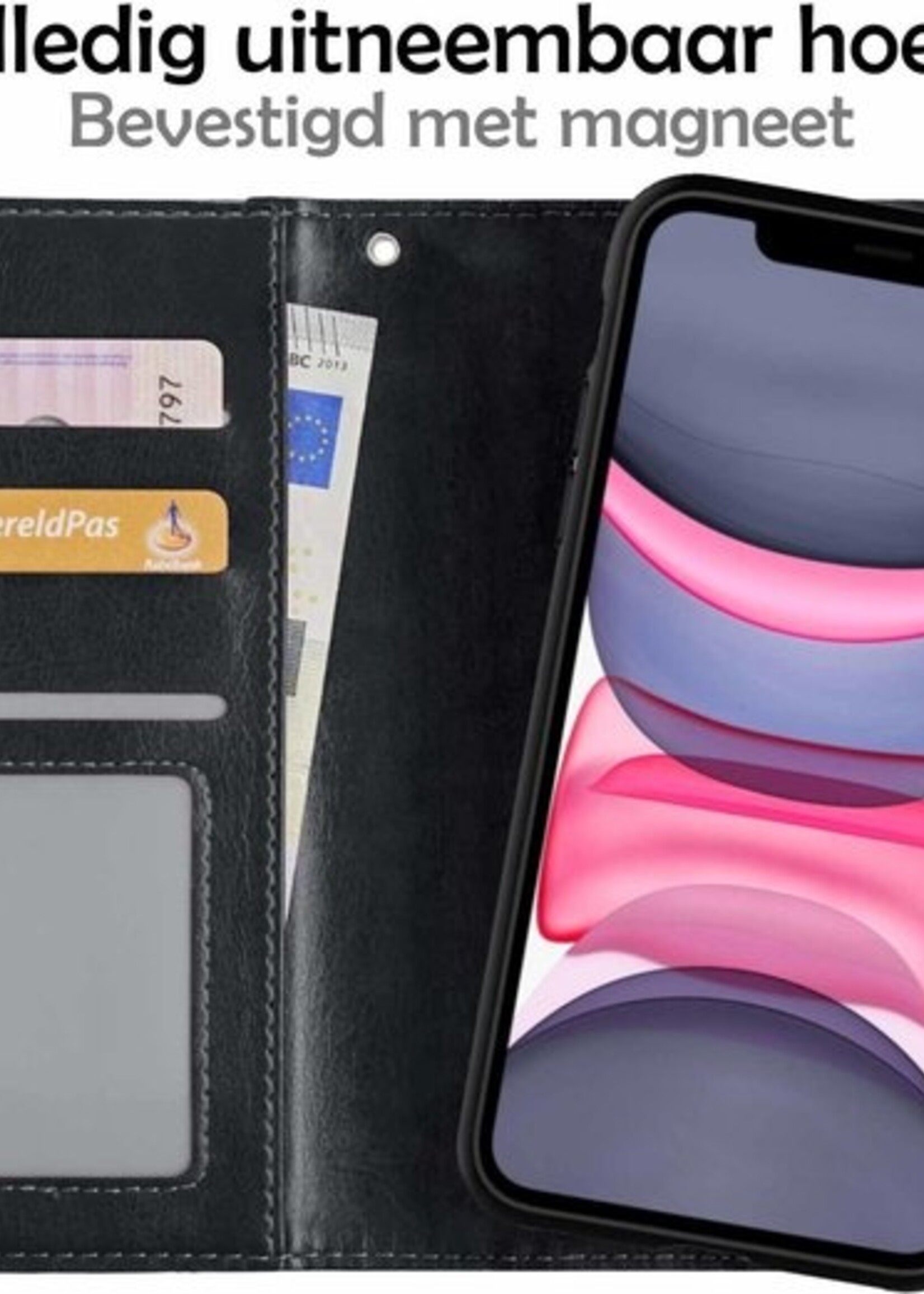 LUQ Hoesje Geschikt voor iPhone 11 Hoesje Case Uitneembare Bookcase 2-in-1 Hoes Met Screenprotector - Hoes Geschikt voor iPhone 11 Hoes Wallet Case Met Pasjeshouder Hoesje - Zwart