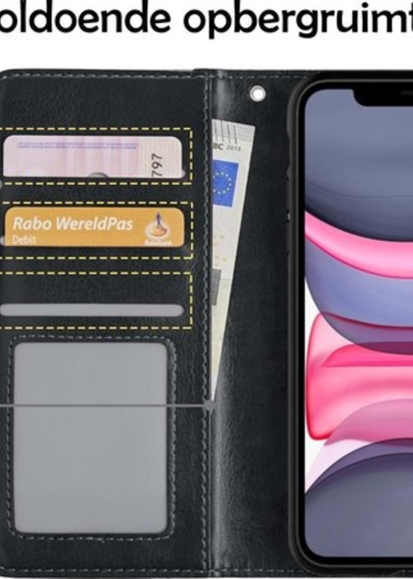 LUQ Hoesje Geschikt voor iPhone 11 Hoesje Case Uitneembare Bookcase 2-in-1 Hoes Met Screenprotector - Hoes Geschikt voor iPhone 11 Hoes Wallet Case Met Pasjeshouder Hoesje - Zwart