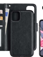 LUQ LUQ® iPhone 11 2-in-1 hoesje bookcase afneembaar zwart met 2x screenprotector