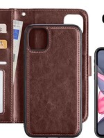 LUQ LUQ® iPhone 11 2-in-1 hoesje bookcase afneembaar bruin met 2x screenprotector