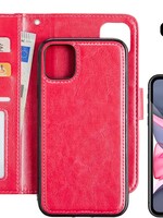 LUQ LUQ® iPhone 11 2-in-1 hoesje bookcase afneembaar donkerroze met 2x screenprotector