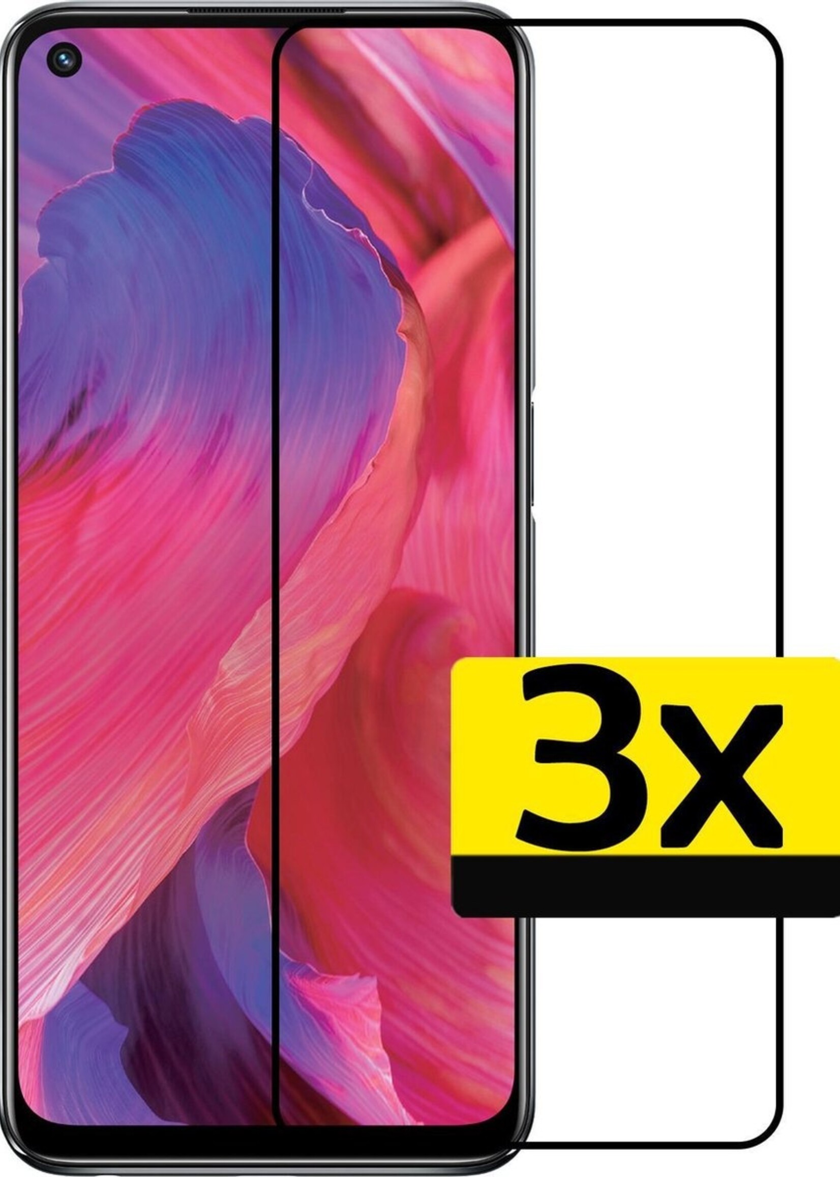 LUQ Screenprotector Geschikt voor OPPO A54 5G Screenprotector Glas Full Cover - Screenprotector Geschikt voor OPPO A54 5G Screenprotector Full Cover - 3 Stuks