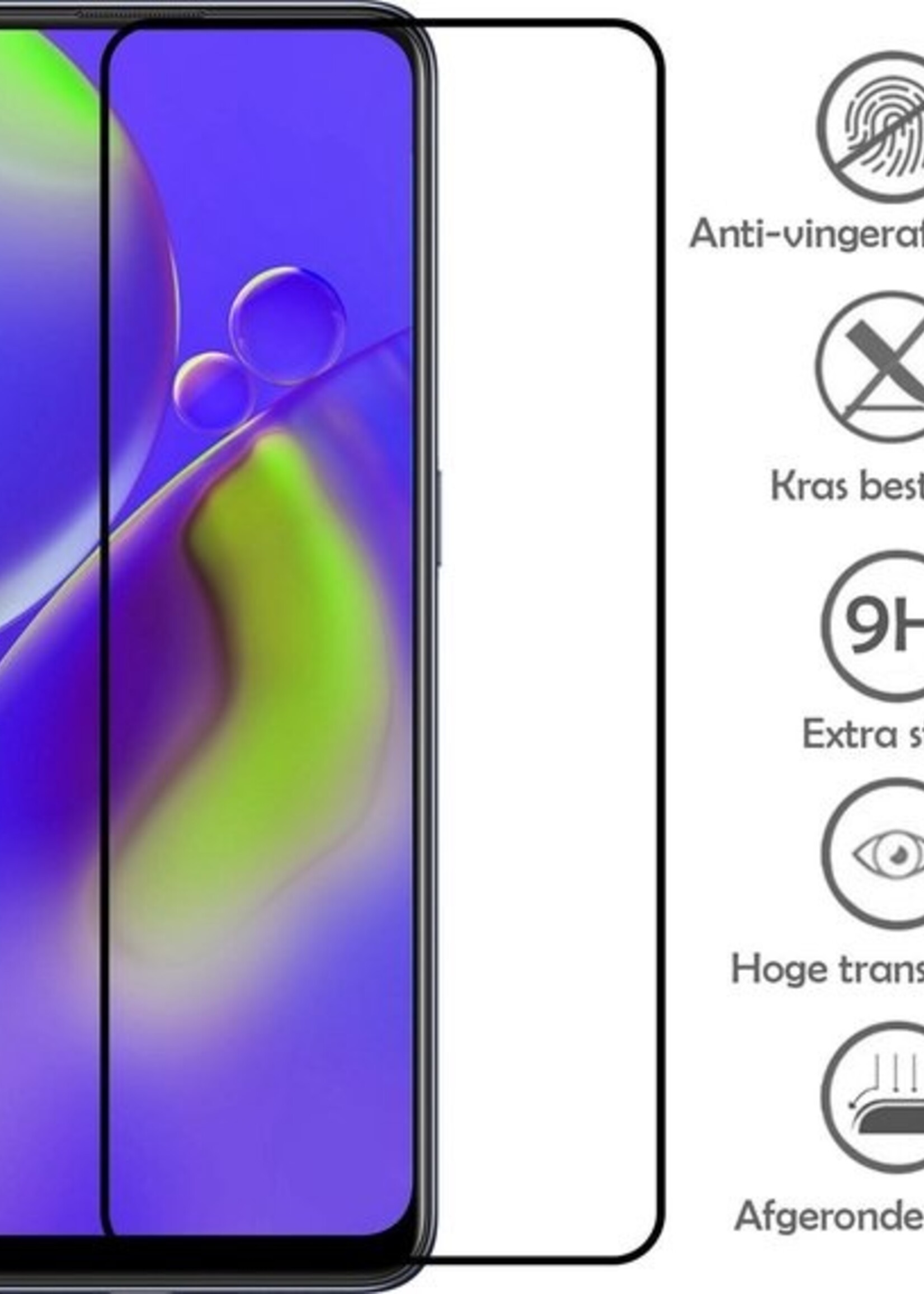 LUQ Screenprotector Geschikt voor OPPO A74 4G Screenprotector Glas Full Cover - Screenprotector Geschikt voor OPPO A74 4G Screenprotector Full Cover - 3 Stuks