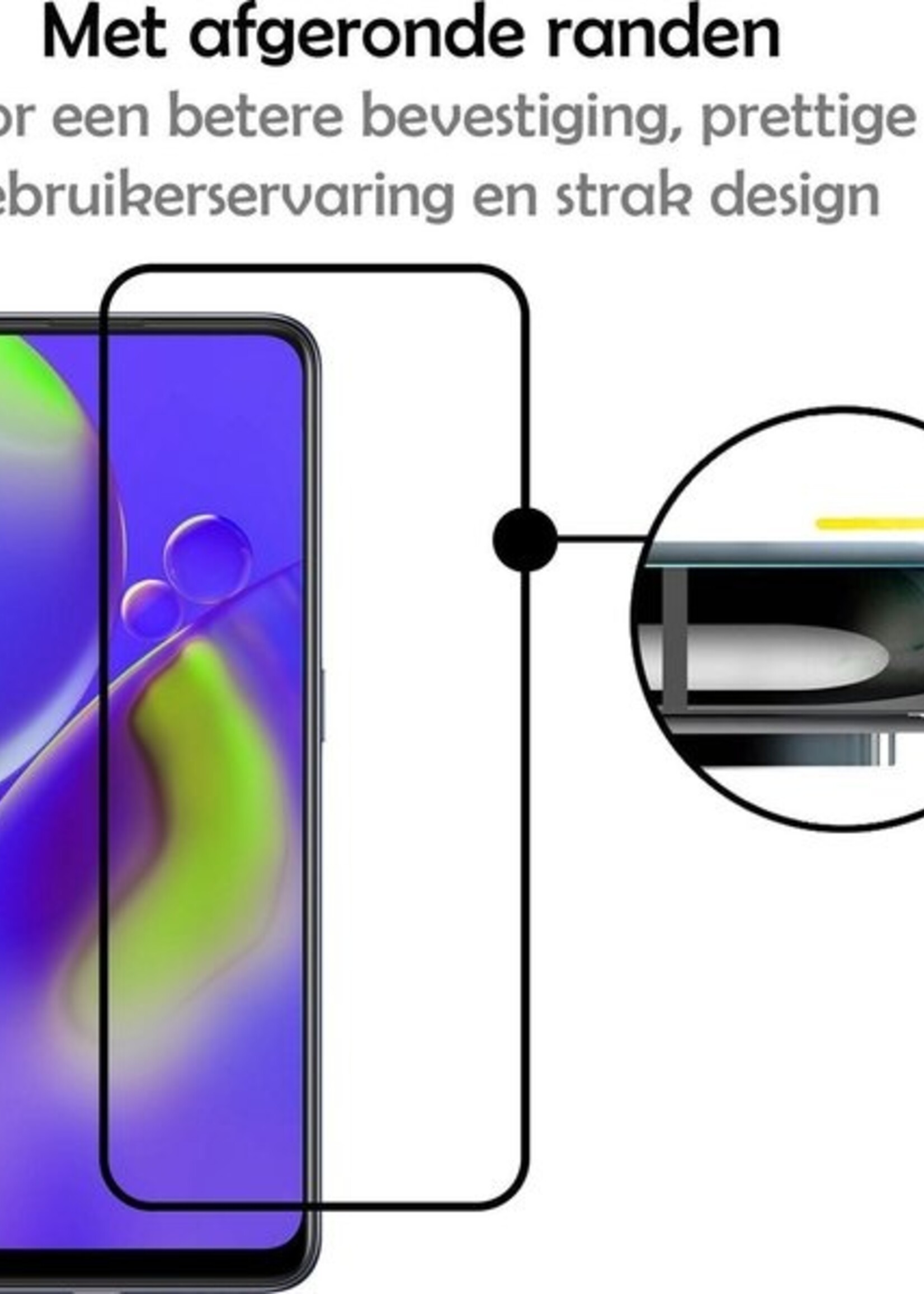 LUQ Screenprotector Geschikt voor OPPO A74 5G Screenprotector Glas Full Cover - Screenprotector Geschikt voor OPPO A74 5G Screenprotector Full Cover