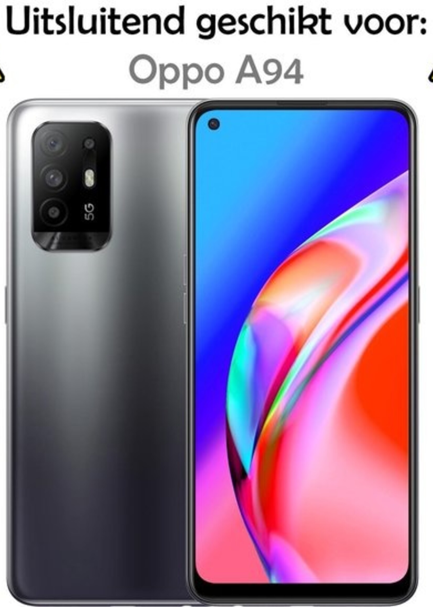 LUQ Screenprotector Geschikt voor OPPO A94 Screenprotector Glas Full Cover - Screenprotector Geschikt voor OPPO A94 Screenprotector Full Cover