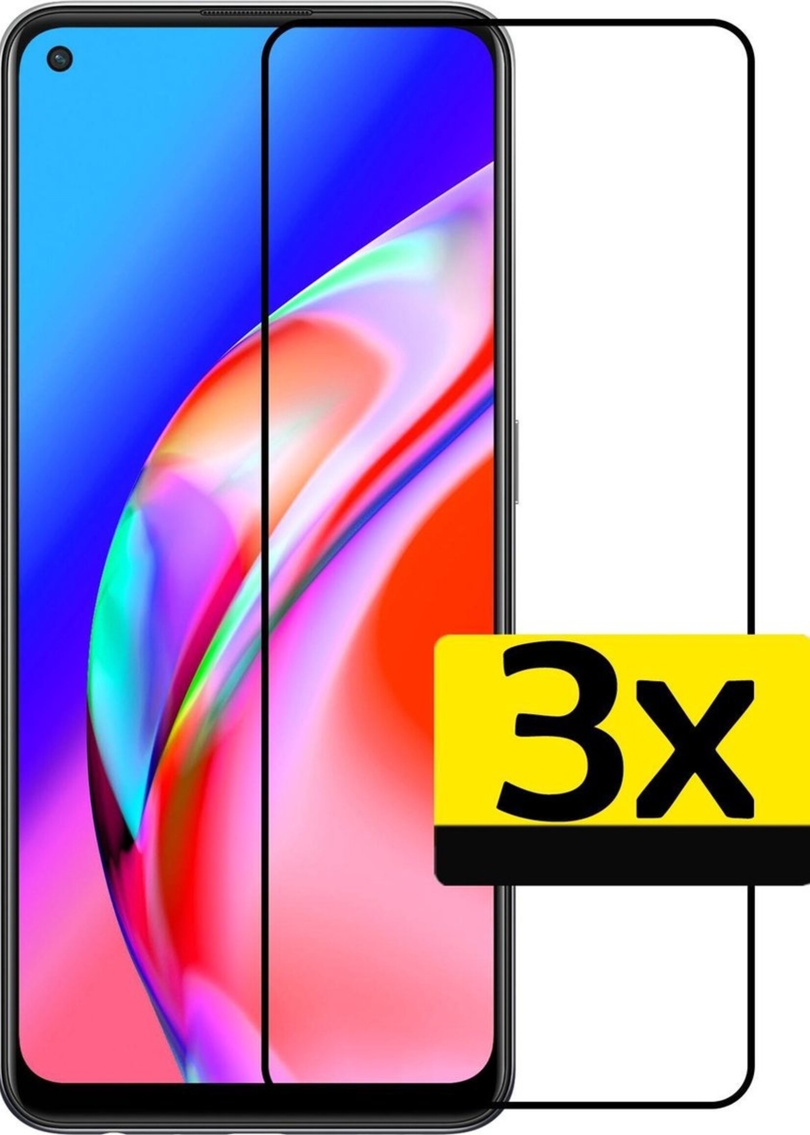 LUQ Screenprotector Geschikt voor OPPO A94 Screenprotector Glas Full Cover - Screenprotector Geschikt voor OPPO A94 Screenprotector Full Cover - 3 Stuks
