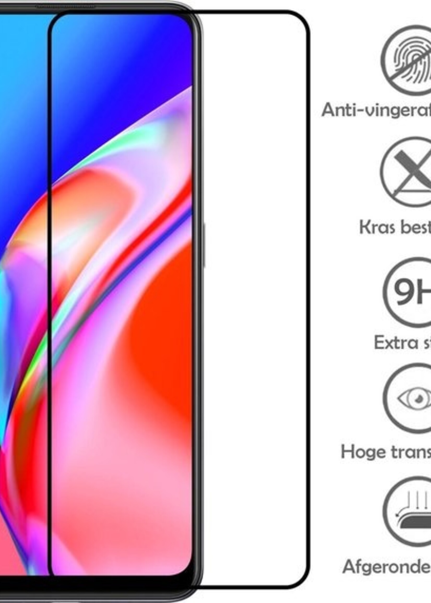 LUQ Screenprotector Geschikt voor OPPO A94 Screenprotector Glas Full Cover - Screenprotector Geschikt voor OPPO A94 Screenprotector Full Cover - 3 Stuks