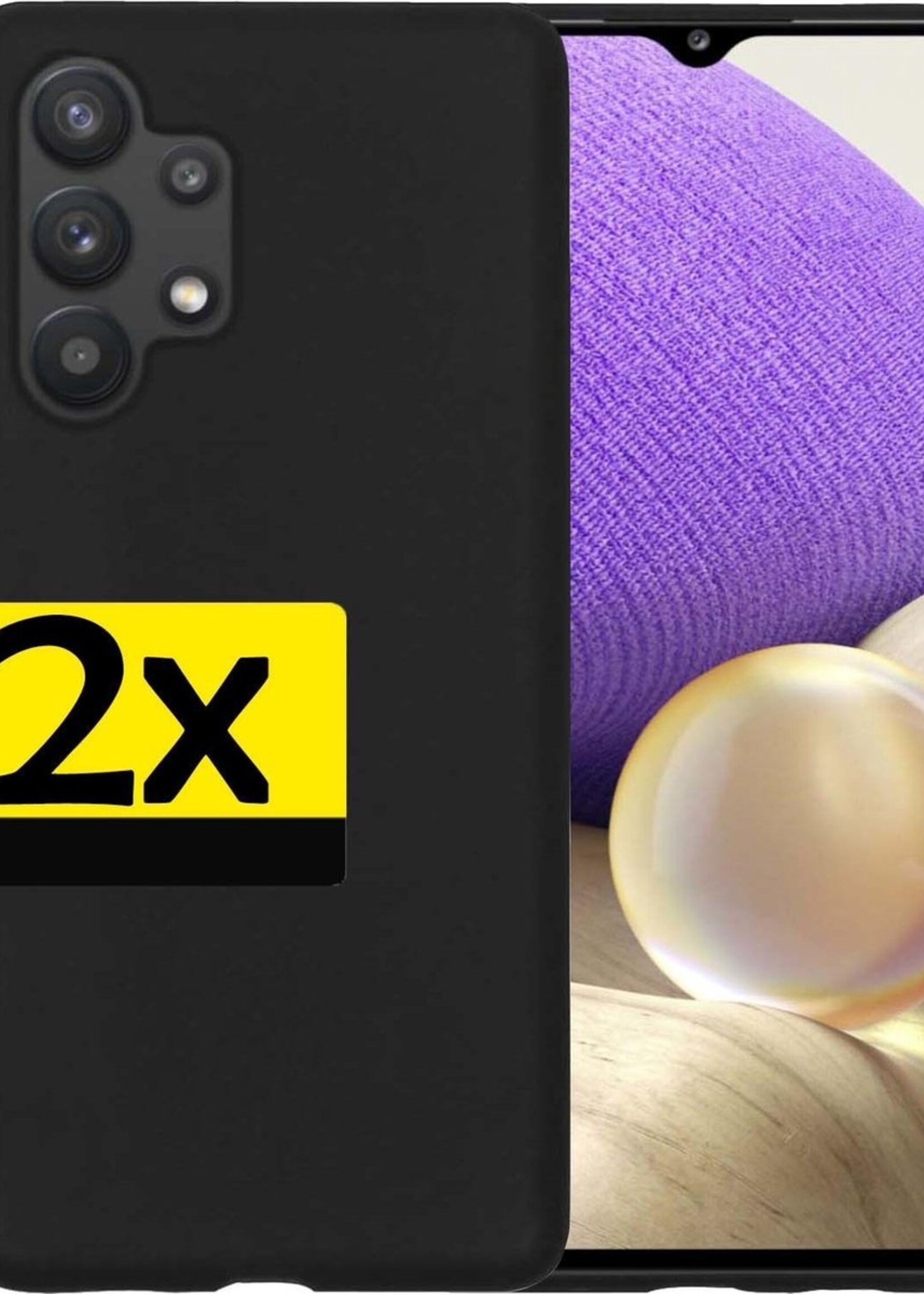 LUQ Hoesje Geschikt voor Samsung A32 4G Hoesje Siliconen Case - Hoes Geschikt voor Samsung Galaxy A32 4G Hoes Siliconen - Zwart - 2 Stuks