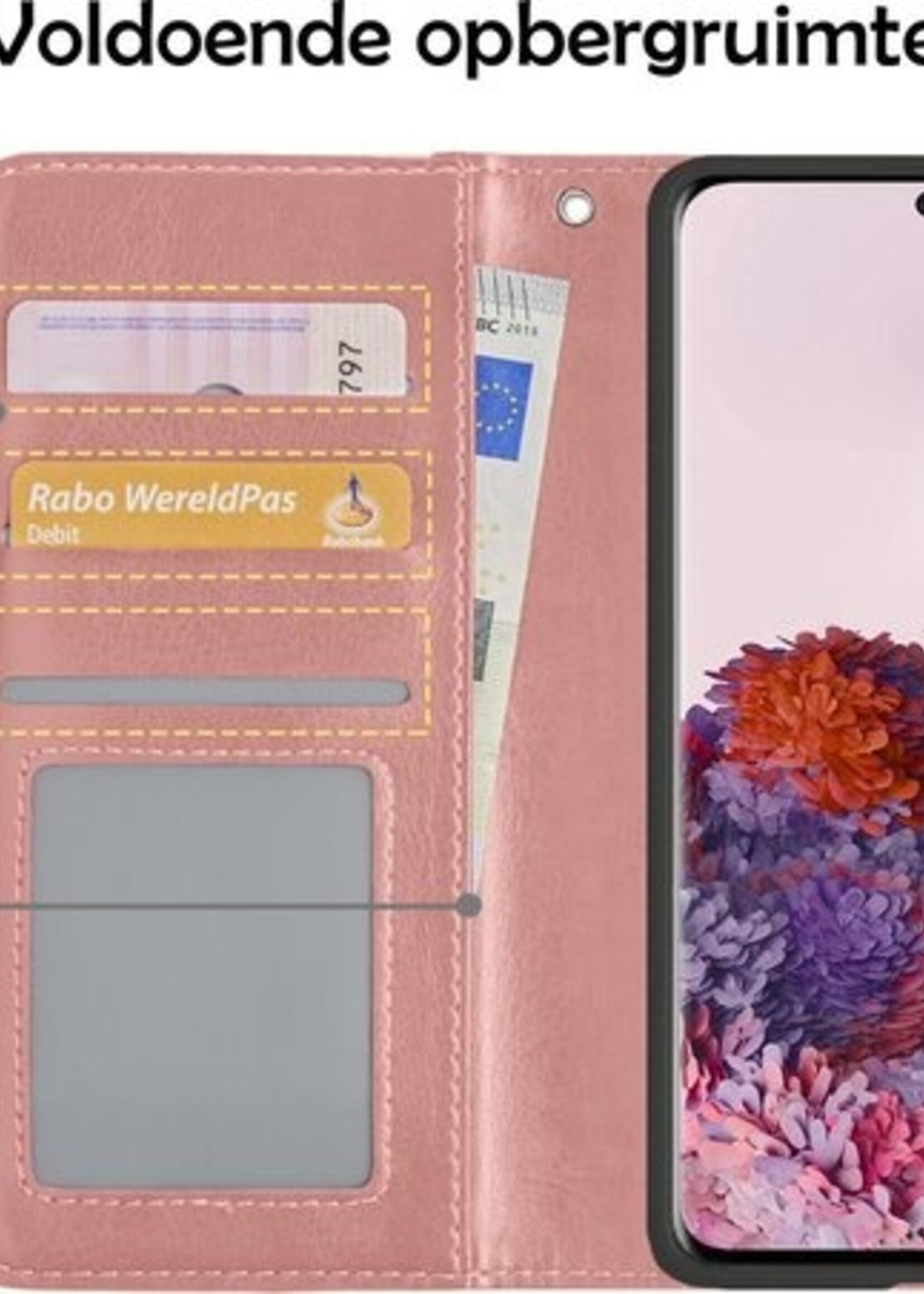 LUQ Hoesje Geschikt voor Samsung S20 Hoesje Book Case Hoes Wallet Cover - Hoes Geschikt voor Samsung Galaxy S20 Hoesje Bookcase Hoes - Rosé goud