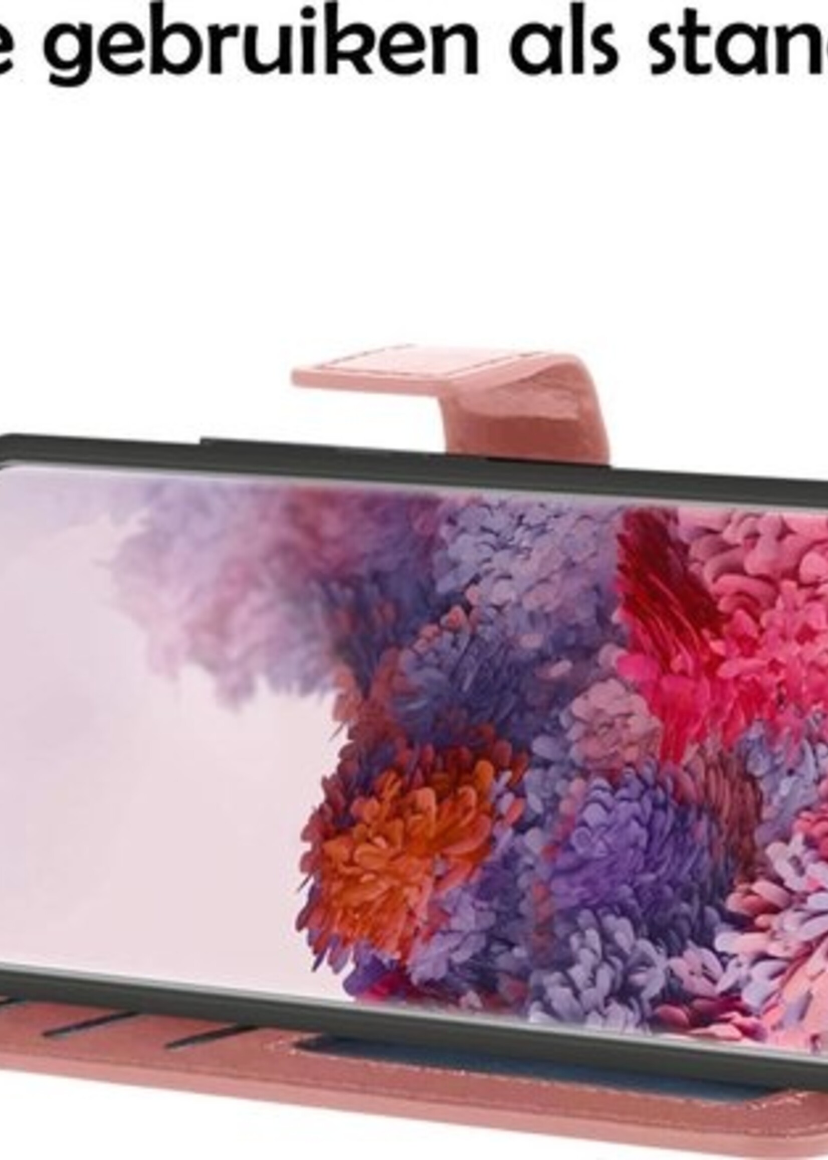 LUQ Hoesje Geschikt voor Samsung S20 Plus Hoesje Book Case Hoes Wallet Cover - Hoes Geschikt voor Samsung Galaxy S20 Plus Hoesje Bookcase Hoes - Rosé goud