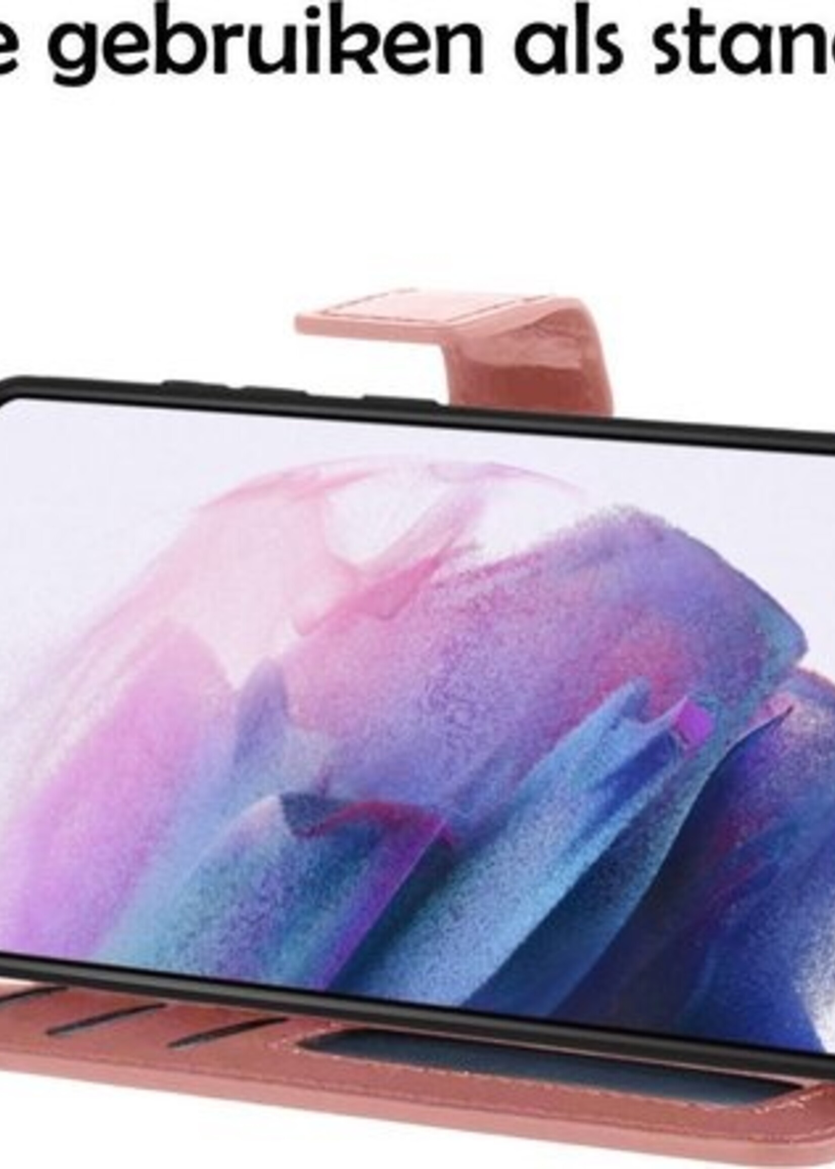 LUQ Hoesje Geschikt voor Samsung S21 Plus Hoesje Book Case Hoes Wallet Cover - Hoes Geschikt voor Samsung Galaxy S21 Plus Hoesje Bookcase Hoes - Rosé goud
