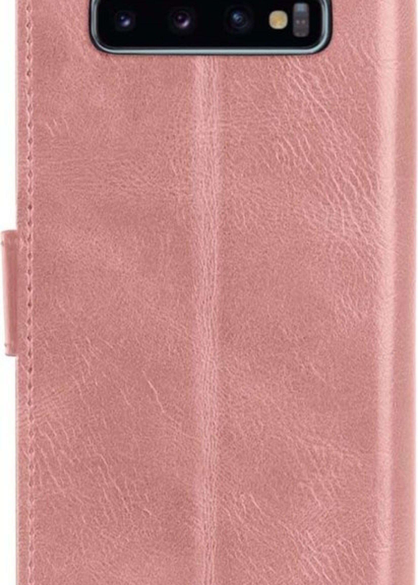 LUQ Hoesje Geschikt voor Samsung S10 Hoesje Book Case Hoes Wallet Cover - Hoes Geschikt voor Samsung Galaxy S10 Hoesje Bookcase Hoes - Rosé goud
