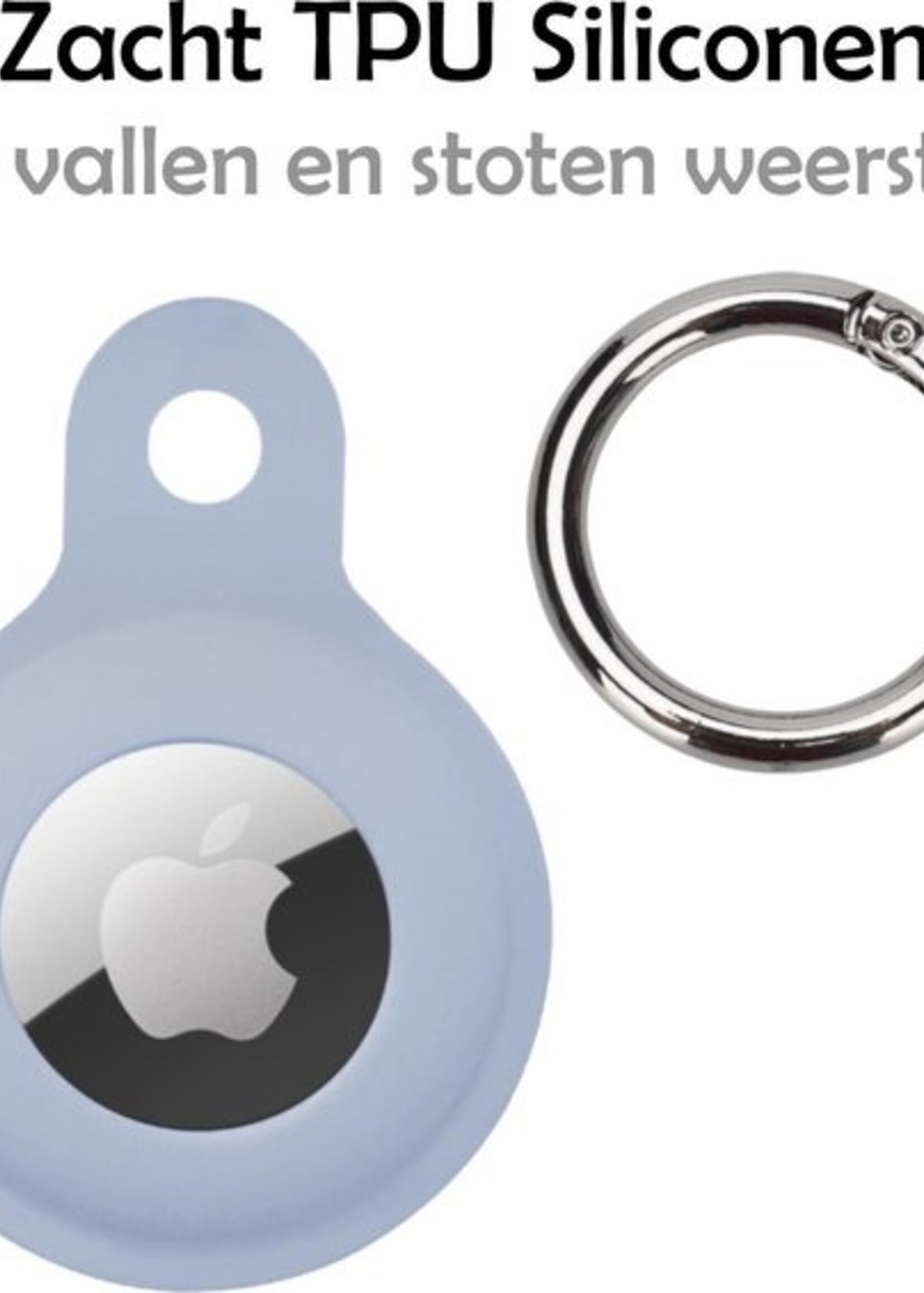 LUQ Hoesje Geschikt voor Apple AirTag Hoesje Sleutelhanger Houder - Siliconen Hoesje Geschikt voor Apple AirTag Hoesje - Grijsblauw