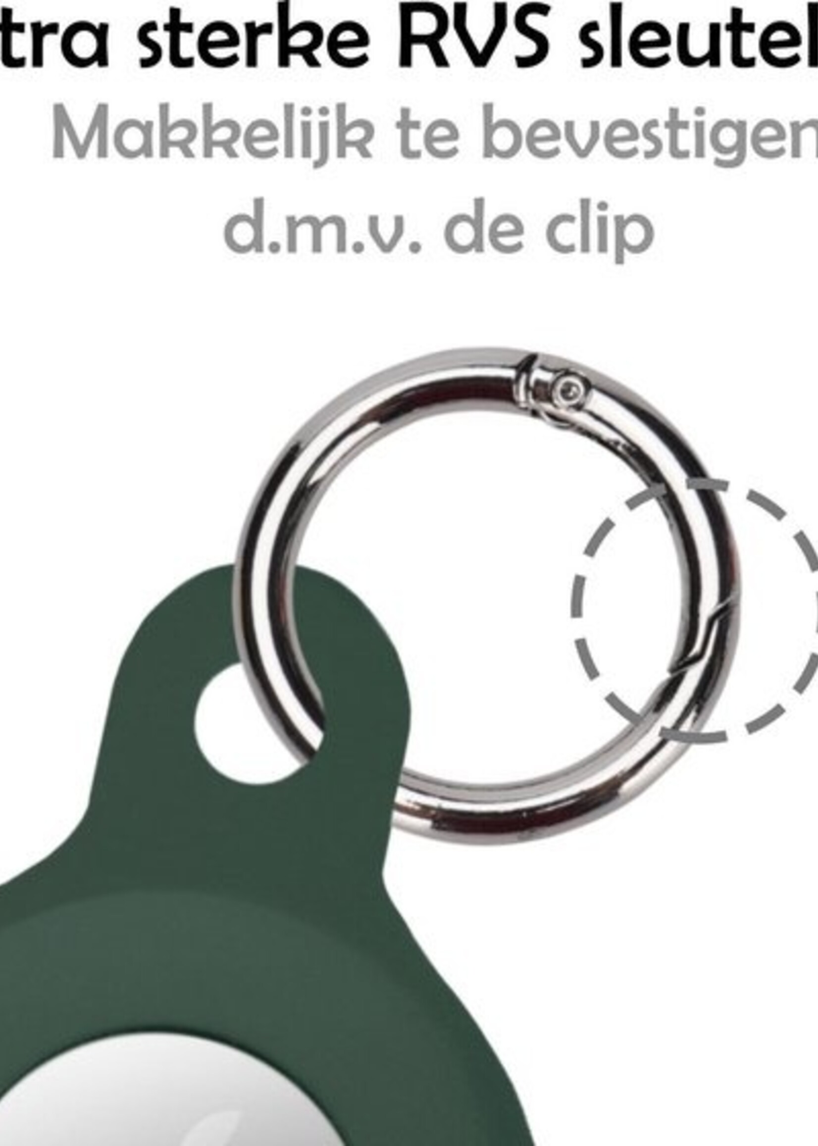 LUQ Hoesje Geschikt voor Apple AirTag Hoesje Sleutelhanger Houder - Siliconen Hoesje Geschikt voor Apple AirTag Hoesje - Donkergroen