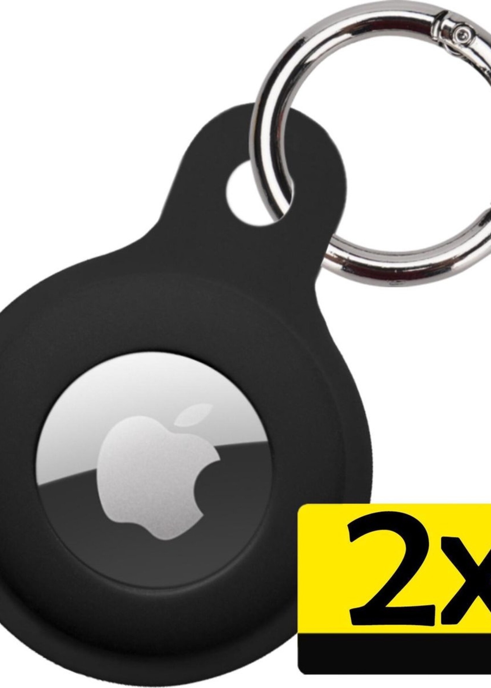 LUQ Hoesje Geschikt voor Apple AirTag Hoesje Sleutelhanger Houder - Siliconen Hoesje Geschikt voor Apple AirTag Hoesje - Zwart - 2 Stuks