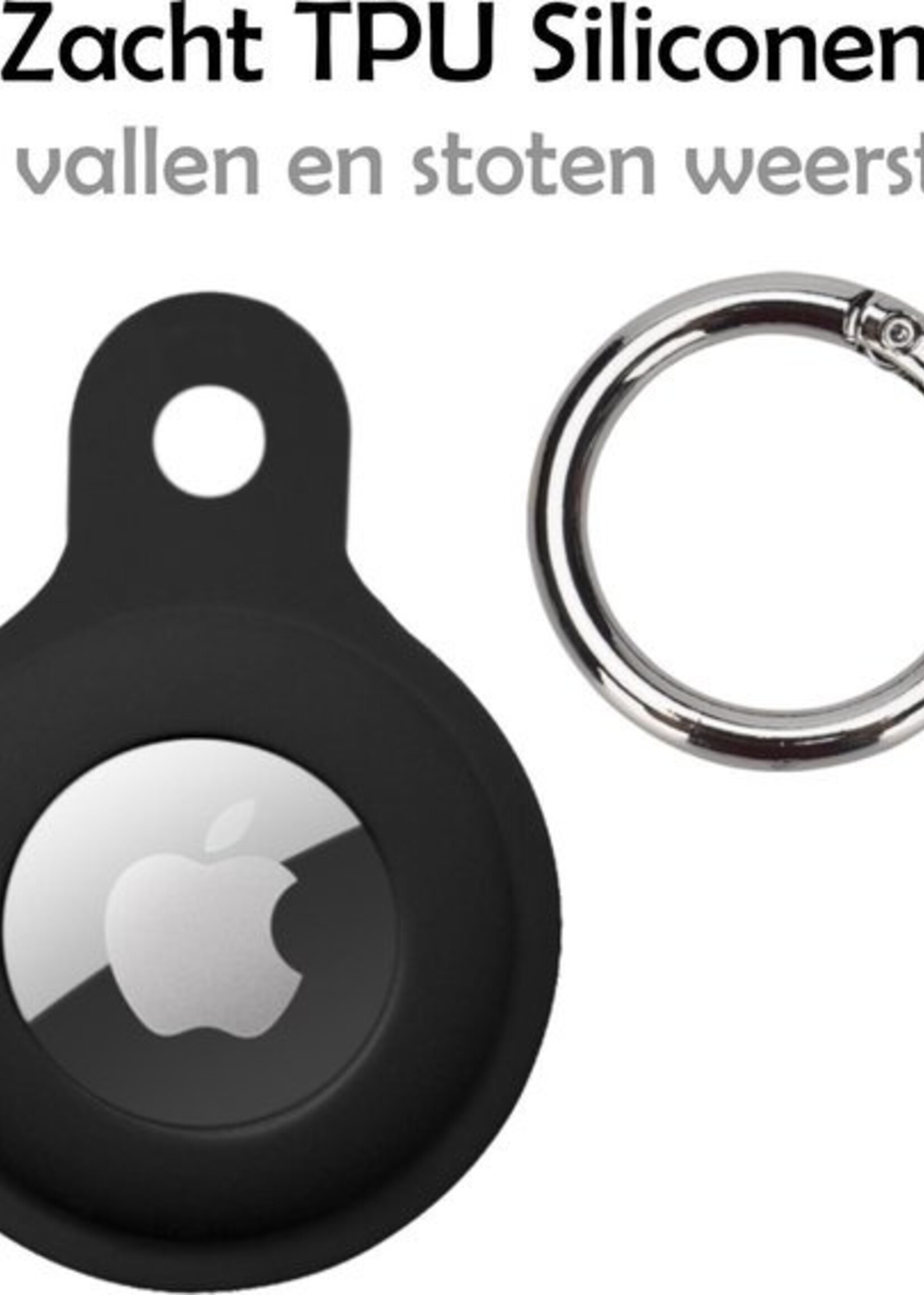 LUQ Hoesje Geschikt voor Apple AirTag Hoesje Sleutelhanger Houder - Siliconen Hoesje Geschikt voor Apple AirTag Hoesje - Zwart - 2 Stuks