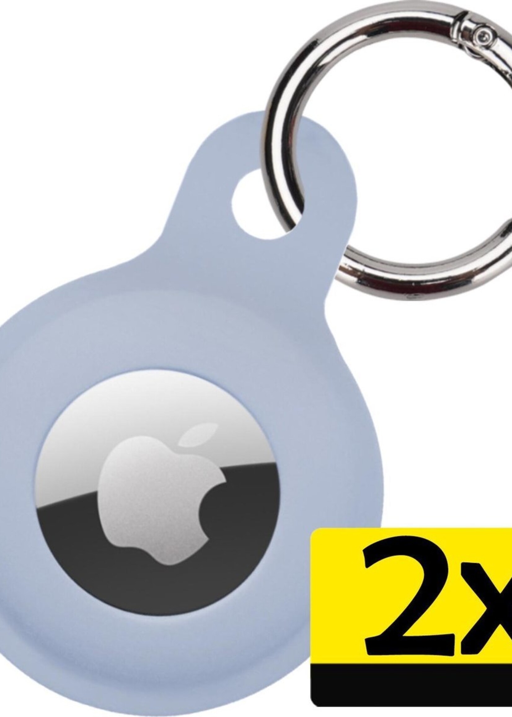 LUQ Hoesje Geschikt voor Apple AirTag Hoesje Sleutelhanger Houder - Siliconen Hoesje Geschikt voor Apple AirTag Hoesje - Grijsblauw - 2 Stuks