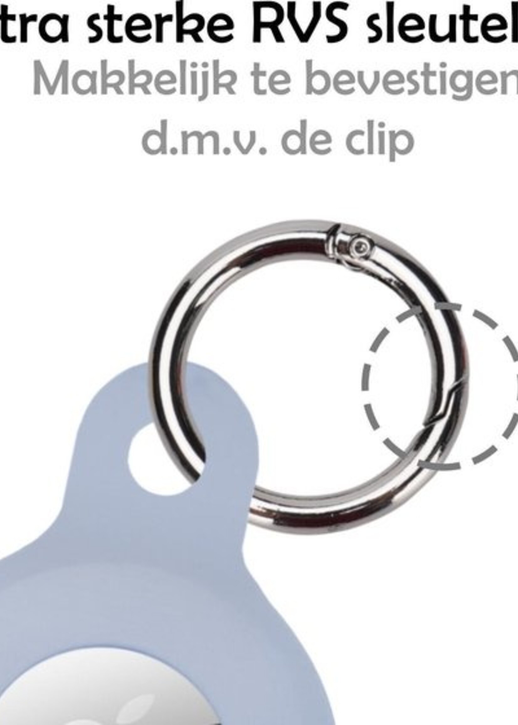 LUQ Hoesje Geschikt voor Apple AirTag Hoesje Sleutelhanger Houder - Siliconen Hoesje Geschikt voor Apple AirTag Hoesje - Grijsblauw - 2 Stuks