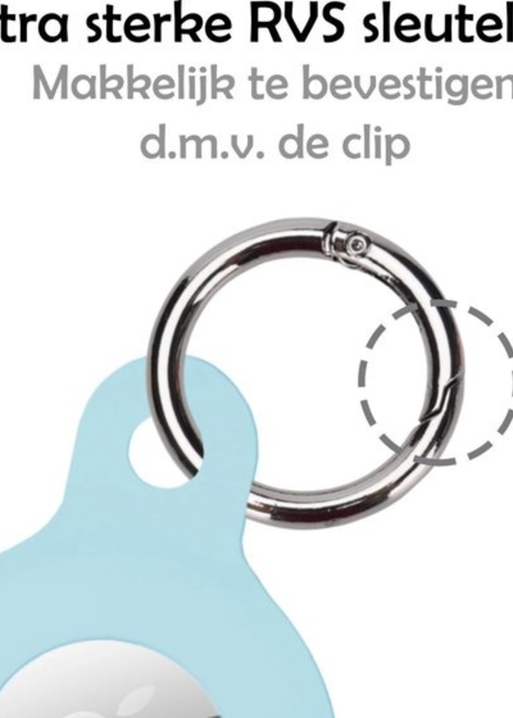 LUQ Hoesje Geschikt voor Apple AirTag Hoesje Sleutelhanger Houder - Siliconen Hoesje Geschikt voor Apple AirTag Hoesje - Lichtblauw - 2 Stuks