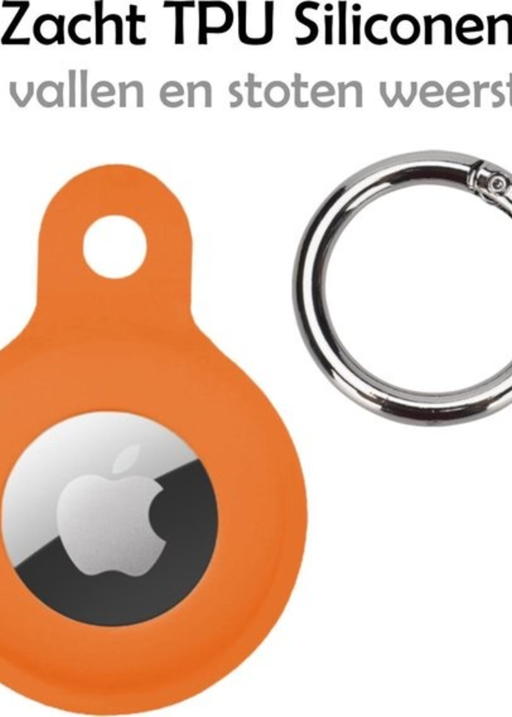 LUQ Hoesje Geschikt voor Apple AirTag Hoesje Sleutelhanger Houder - Siliconen Hoesje Geschikt voor Apple AirTag Hoesje - Oranje - 2 Stuks