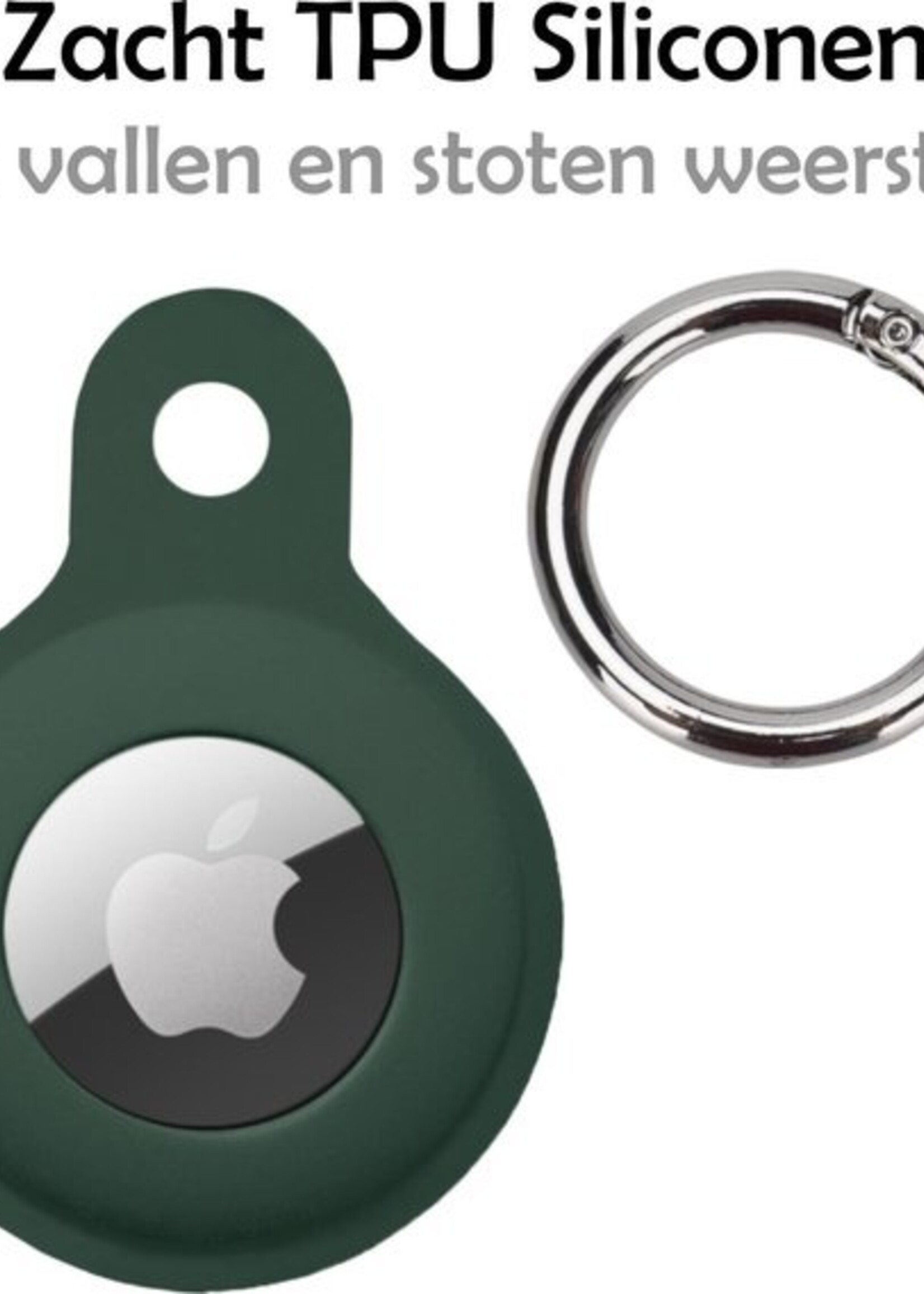 LUQ Hoesje Geschikt voor Apple AirTag Hoesje Sleutelhanger Houder - Siliconen Hoesje Geschikt voor Apple AirTag Hoesje - Donkergroen - 2 Stuks