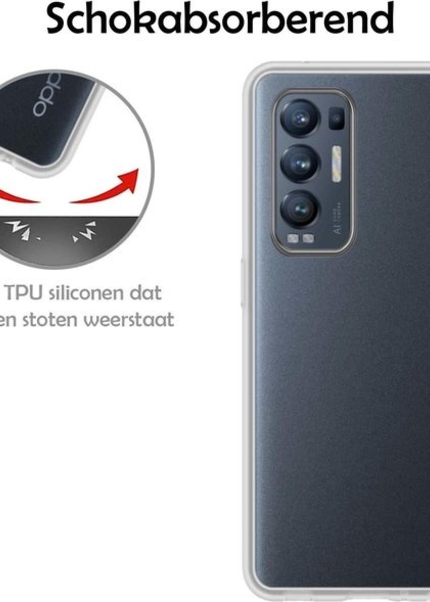 LUQ Hoesje Geschikt voor OPPO Find X3 Neo 5G Hoesje Siliconen Case Met Screenprotector - Hoes Geschikt voor OPPO X3 Neo 5G Hoes Siliconen - Transparant