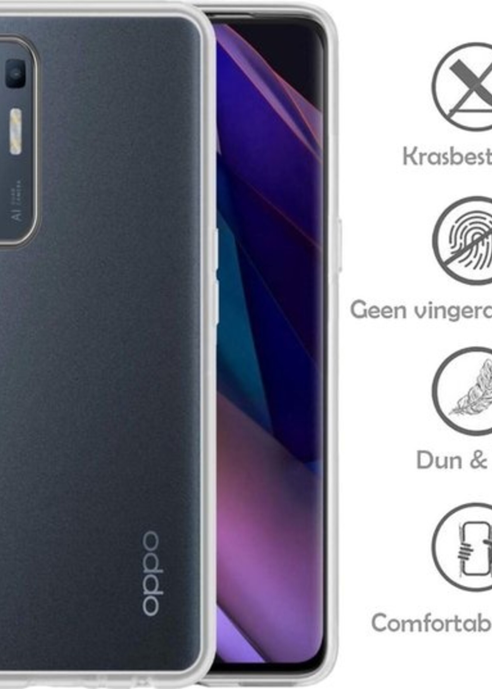 LUQ Hoesje Geschikt voor OPPO Find X3 Neo 5G Hoesje Siliconen Case Met Screenprotector - Hoes Geschikt voor OPPO X3 Neo 5G Hoes Siliconen - Transparant