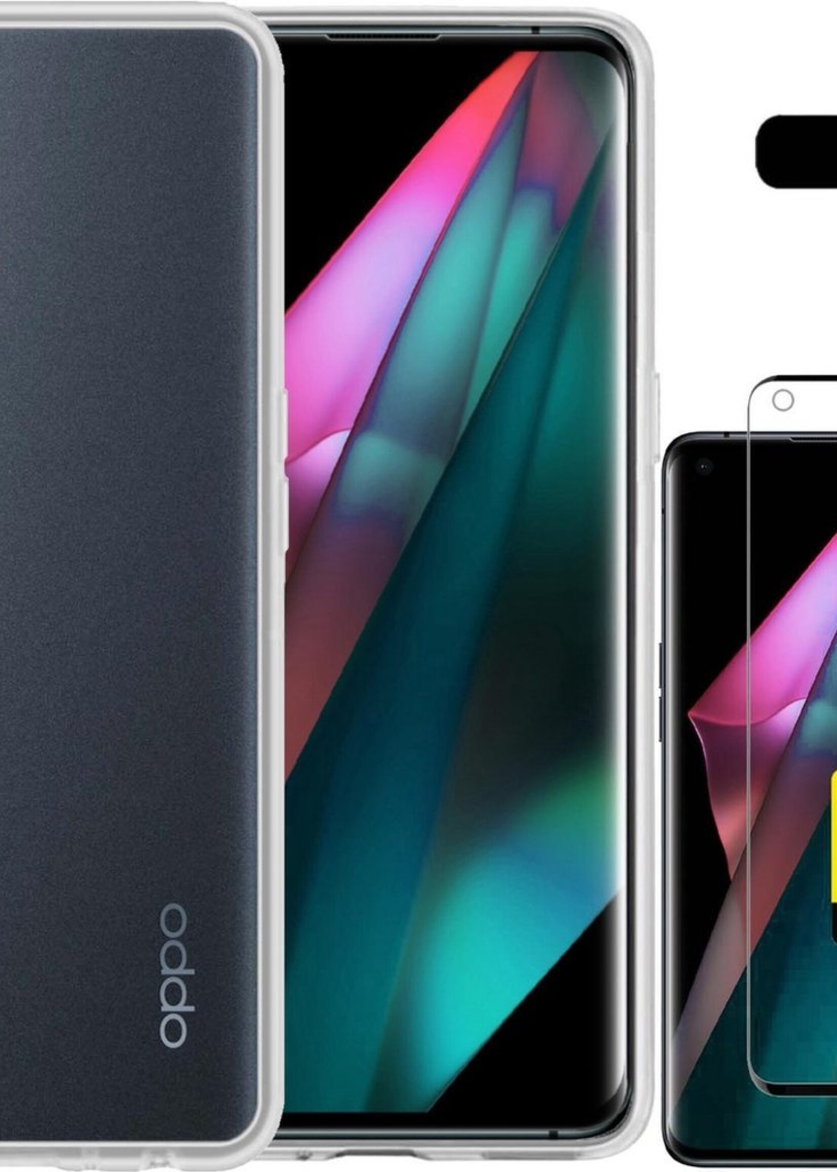 LUQ Hoesje Geschikt voor OPPO Find X3 Neo 5G Hoesje Siliconen Case Met 2x Screenprotector - Hoes Geschikt voor OPPO X3 Neo 5G Hoes Siliconen - Transparant