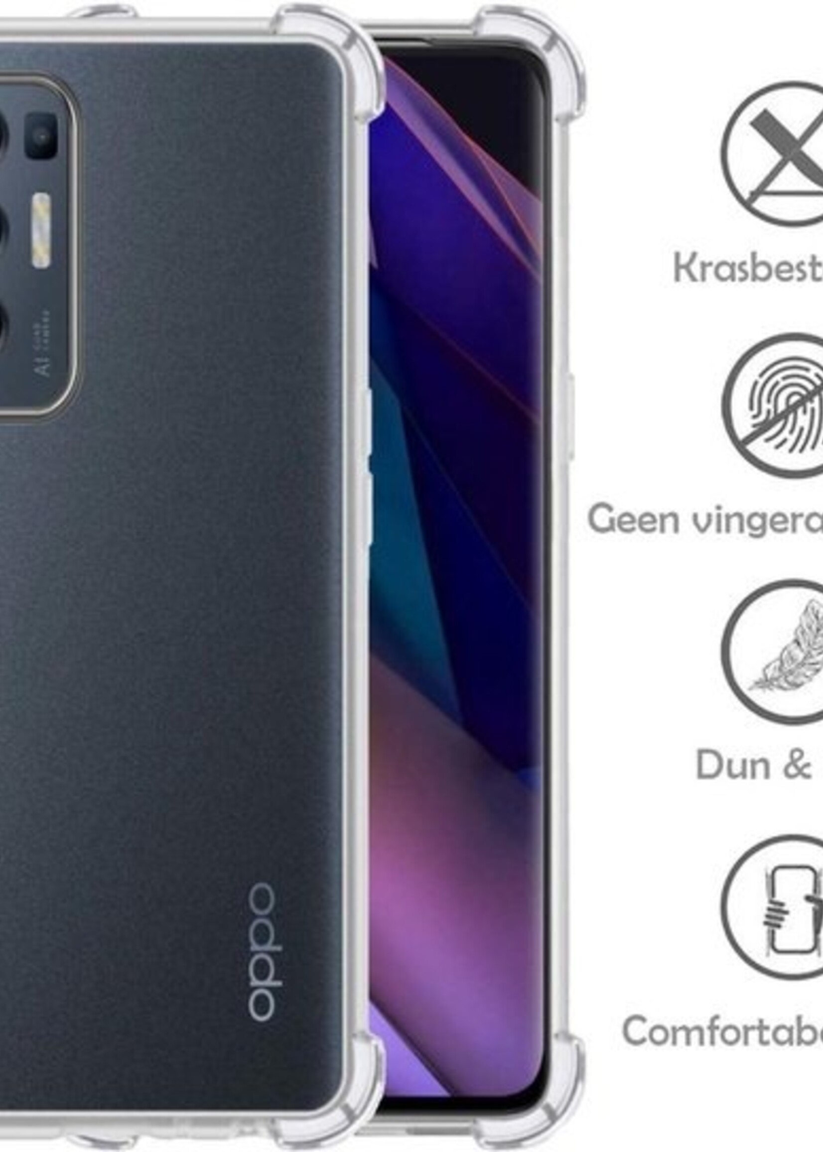 LUQ Hoesje Geschikt voor OPPO Find X3 Neo 5G Hoesje Shockproof Case Siliconen Met Screenprotector - Hoes Geschikt voor OPPO X3 Neo 5G Hoes Cover Siliconen - Transparant