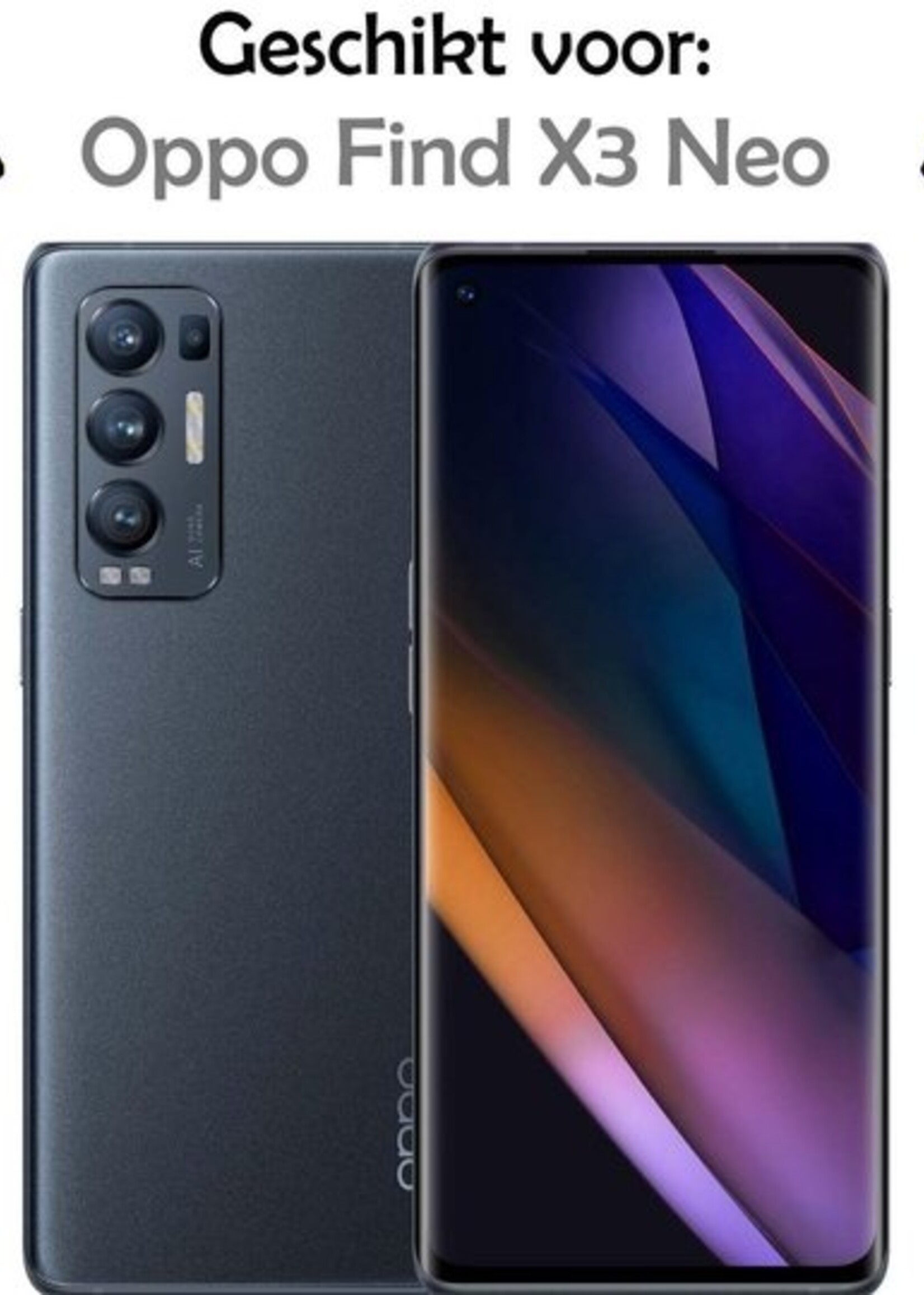 LUQ Hoesje Geschikt voor OPPO Find X3 Neo 5G Hoesje Shockproof Case Siliconen Met 2x Screenprotector - Hoes Geschikt voor OPPO X3 Neo 5G Hoes Cover Siliconen - Transparant