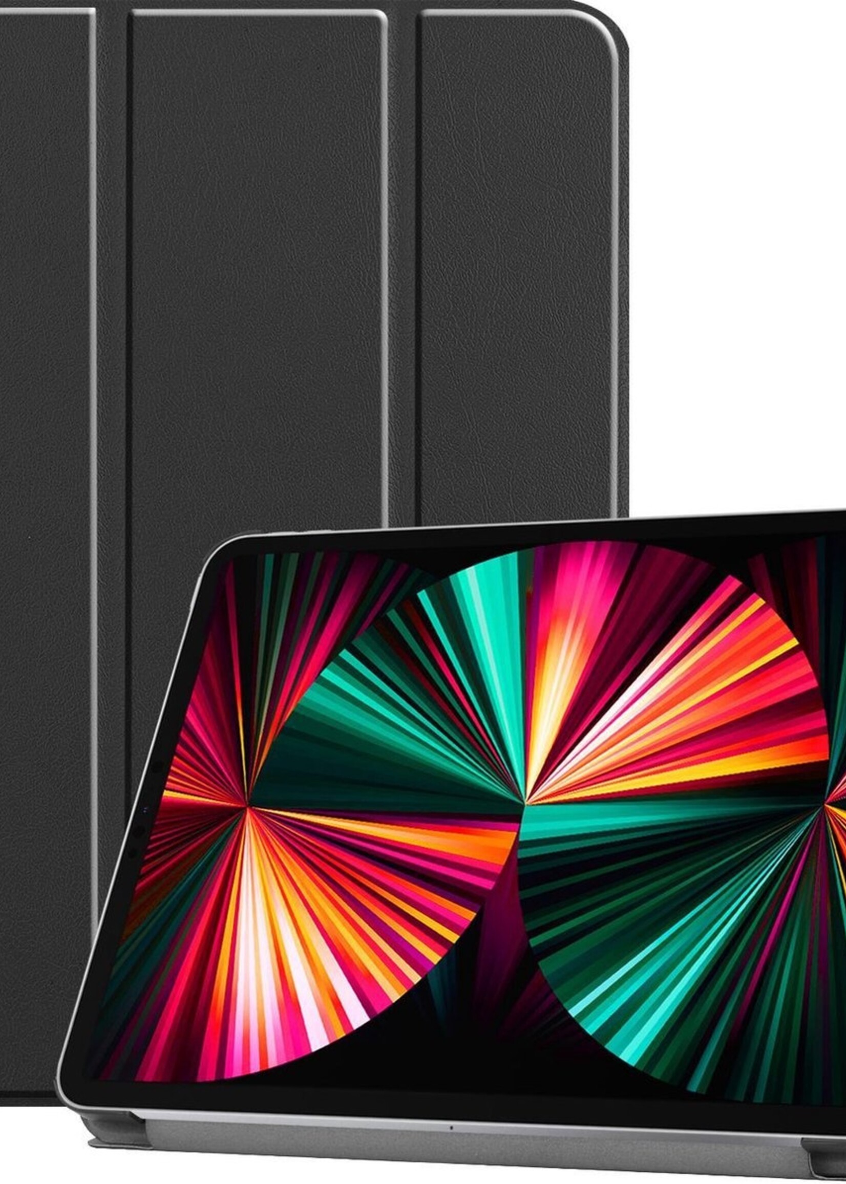 LUQ Hoes Geschikt voor iPad Pro 2021 (12,9 inch) Hoes Luxe Hoesje Book Case - Hoesje Geschikt voor iPad Pro 12,9 inch (2021) Hoes Cover - Zwart