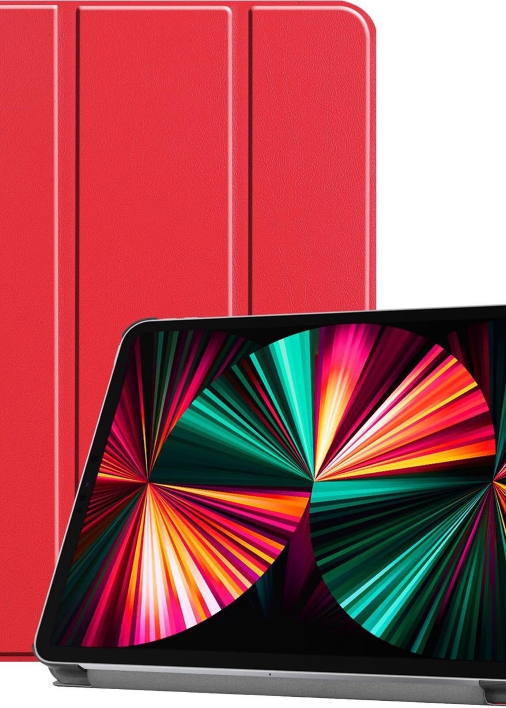 LUQ Hoes Geschikt voor iPad Pro 2021 (12,9 inch) Hoes Luxe Hoesje Book Case - Hoesje Geschikt voor iPad Pro 12,9 inch (2021) Hoes Cover - Rood