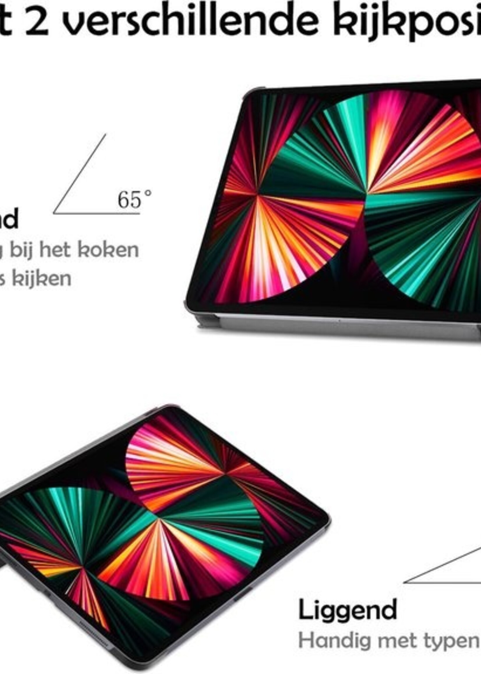 LUQ Hoes Geschikt voor iPad Pro 2021 (12,9 inch) Hoes Luxe Hoesje Book Case - Hoesje Geschikt voor iPad Pro 12,9 inch (2021) Hoes Cover - Rosé goud