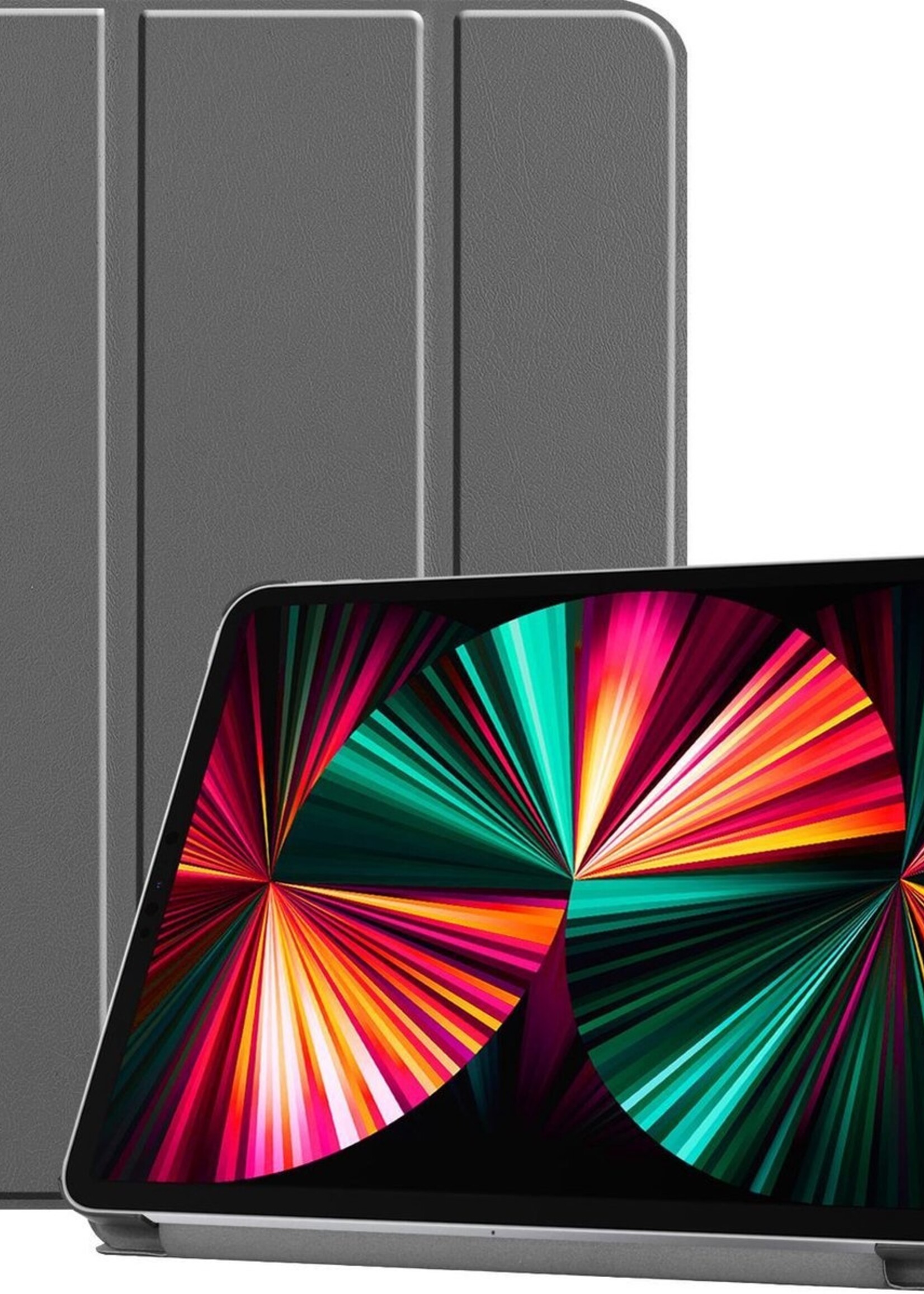 LUQ Hoes Geschikt voor iPad Pro 2021 (12,9 inch) Hoes Luxe Hoesje Book Case - Hoesje Geschikt voor iPad Pro 12,9 inch (2021) Hoes Cover - Grijs