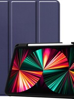 LUQ LUQ iPad Pro 12.9 inch (2021) Hoesje Bookcase met uitsparing Apple Pencil - Donkerblauw