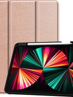 LUQ LUQ iPad Pro 12.9 inch (2021) Hoesje Bookcase met uitsparing Apple Pencil - Rose Goud