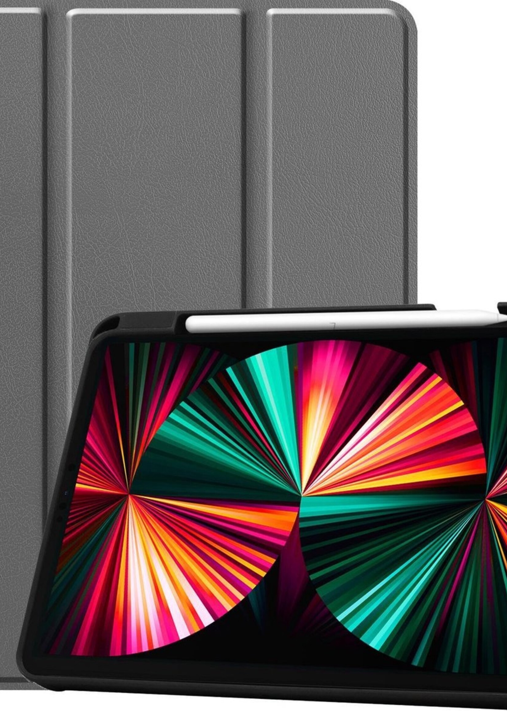 LUQ Hoes Geschikt voor iPad Pro 2021 (12,9 inch) Hoes Luxe Hoesje Case Met Uitsparing Geschikt voor Apple Pencil - Hoesje Geschikt voor iPad Pro 12,9 inch (2021) Hoes Cover - Grijs